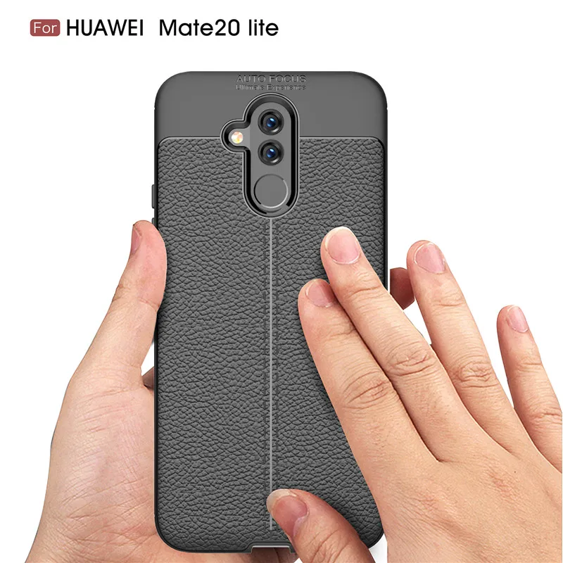 Чехол для Huawei Mate 20 Lite мягкий ТПУ бампер кожаная текстура силиконовый Прочный