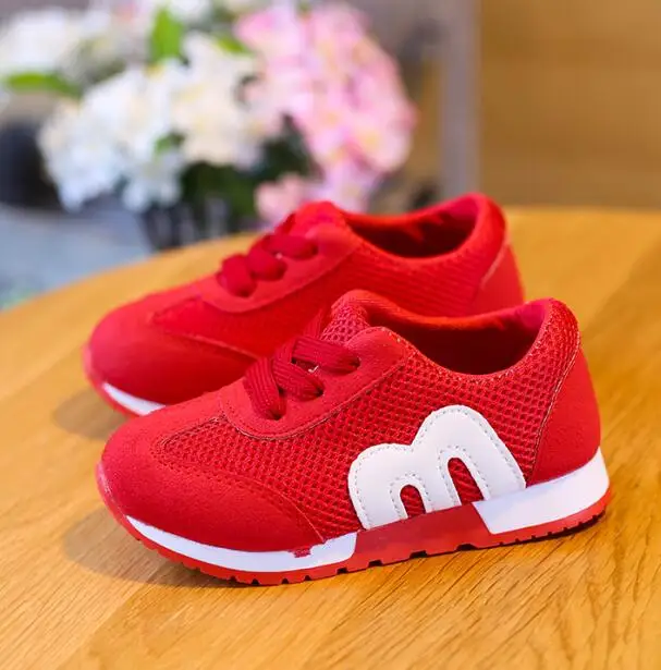 Davidyue/сетчатая детская обувь для мальчиков и девочек; модная спортивная повседневная обувь детская дышащая обувь для малышей; - Цвет: Красный