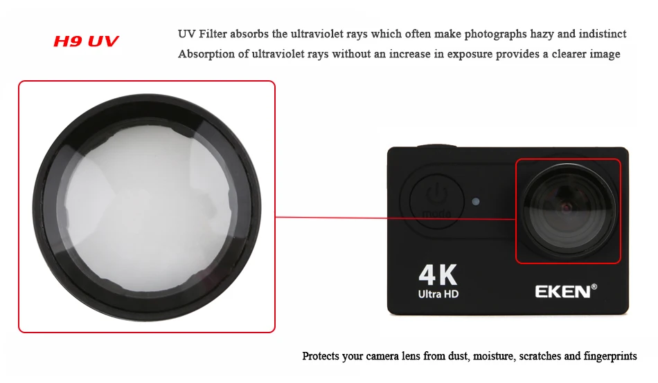 Оригинальная Спортивная камера eken H9 H9R Ultra HD 4K@ 25fps 170 градусов WiFi 2," Подводный Водонепроницаемый шлем камера Экшн-камера