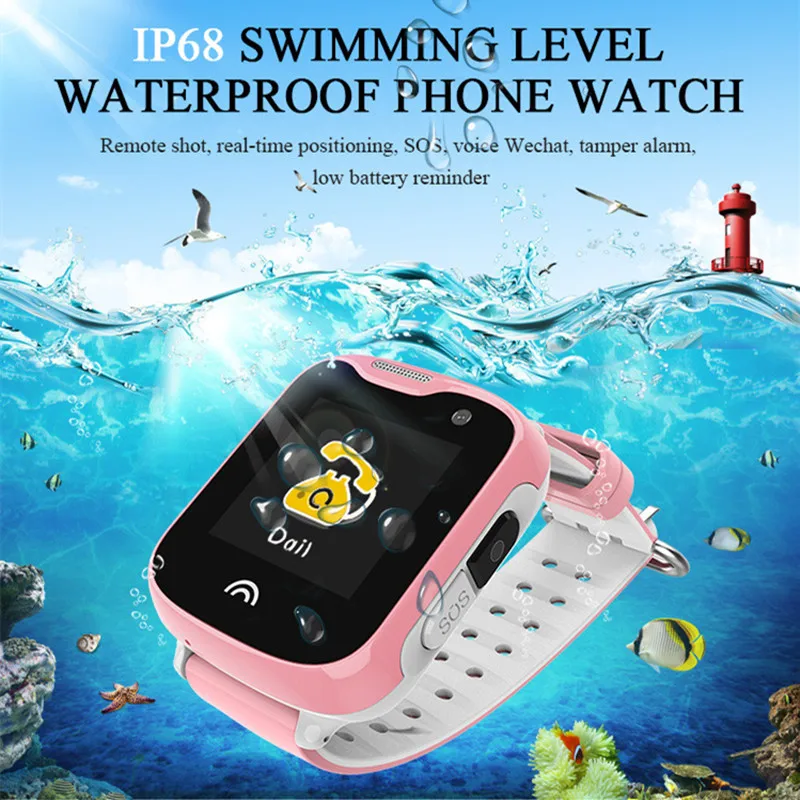 

GPS WIFI Smart Children Watch SIM Card SOS Call Camera Tracker Kids Alarm Clock Waterproof Smartband