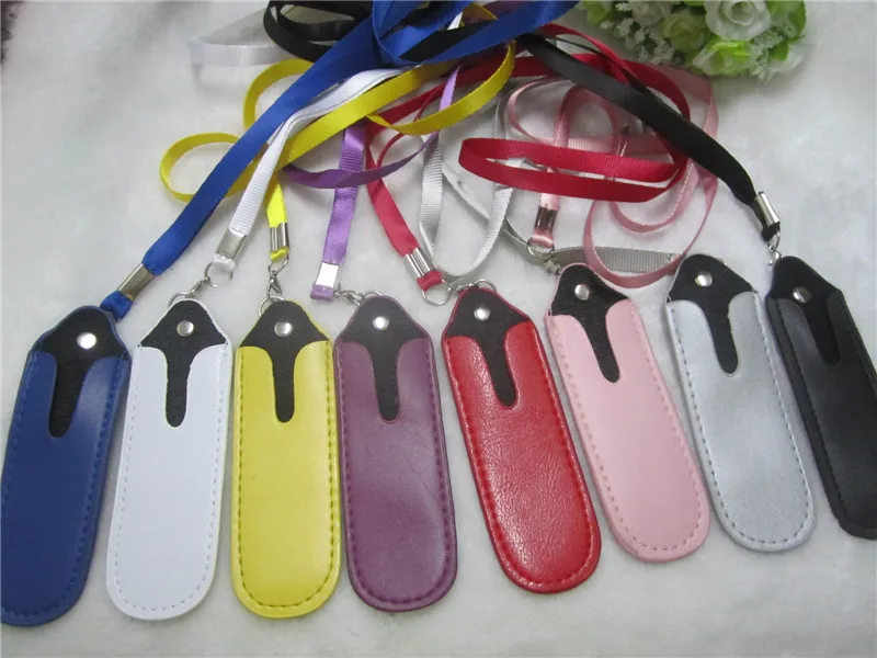 200Pcs Portable PU Ego Leather Lanyard Carrying Pouch Pocket Neck Sling
