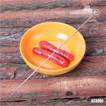 

Hot Selling Barbeque Skewers 6pcs 15.7inch Kabob Needle Metal BBQ Grill Sticks BBQ Roast Needle Metal Iron BBQ Skewers KC5005