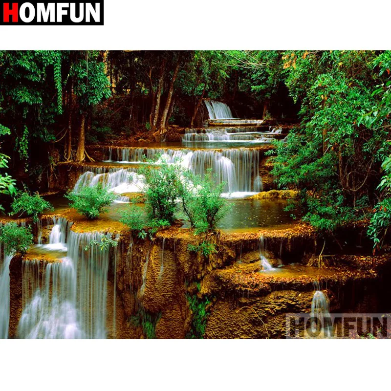 

HOMFUN Full Square/Round Drill 5D DIY Diamond Painting "Waterfall scenery" Embroidery Cross Stitch 3D Home Decor Gift A16892