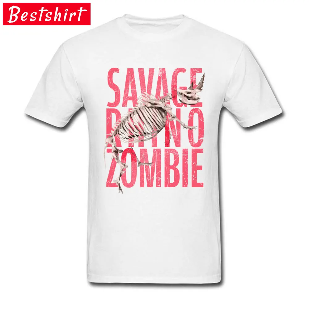 Savage Rhino Skeleton Zombie Casual Summer Autumn 100% Cotton O Neck Men Tops Shirt cosie Tee-Shirt Cheap Short Sleeve T Shirts Savage Rhino Skeleton Zombie white