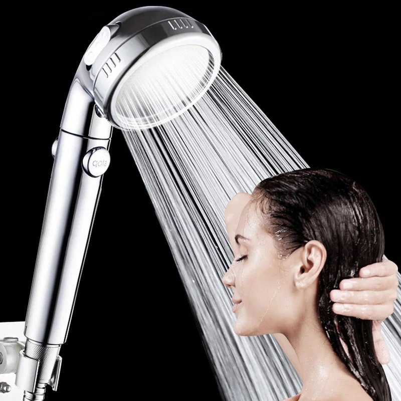 

ZhangJi Bathroom 3-Function Electropalted Shower head High Pressure Water Saving with Stop Button Shower Rainfall Nozzle