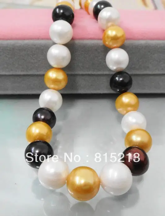 

ddh00623 18" 10-11MM AUSTRALIA NATURAL WHITE BLACK GOLD PEARL NECKLACE 14K