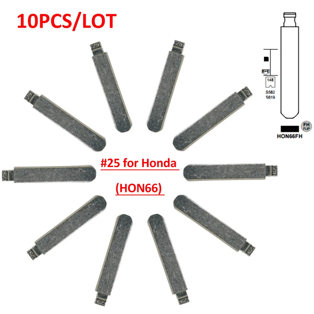 

10 pcs/lot KD900 Metal Blank Uncut Flip Remote Key Blade Type #25 for Hond-a