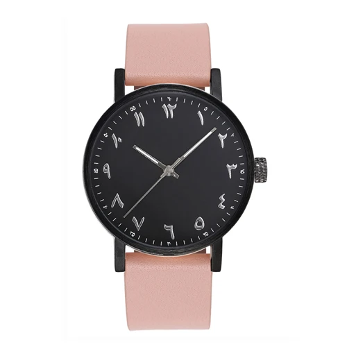 Модные часы унисекс с арабскими цифрами и сетчатым ремешком из нержавеющей стали в шведском стиле - Цвет: black-pink