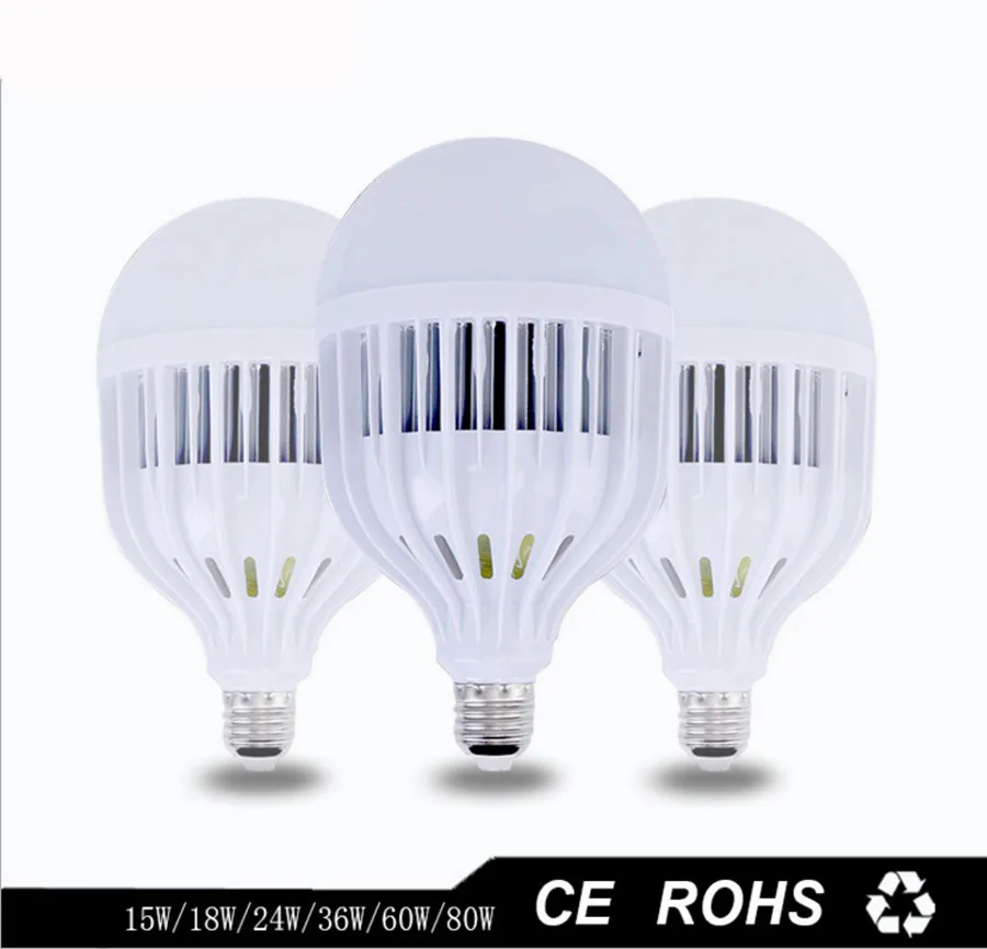 15w 18w 24w 36w 60w 80w Led Bulbs, e27 e40 SMD 5730 Led Light Bulb AC220V