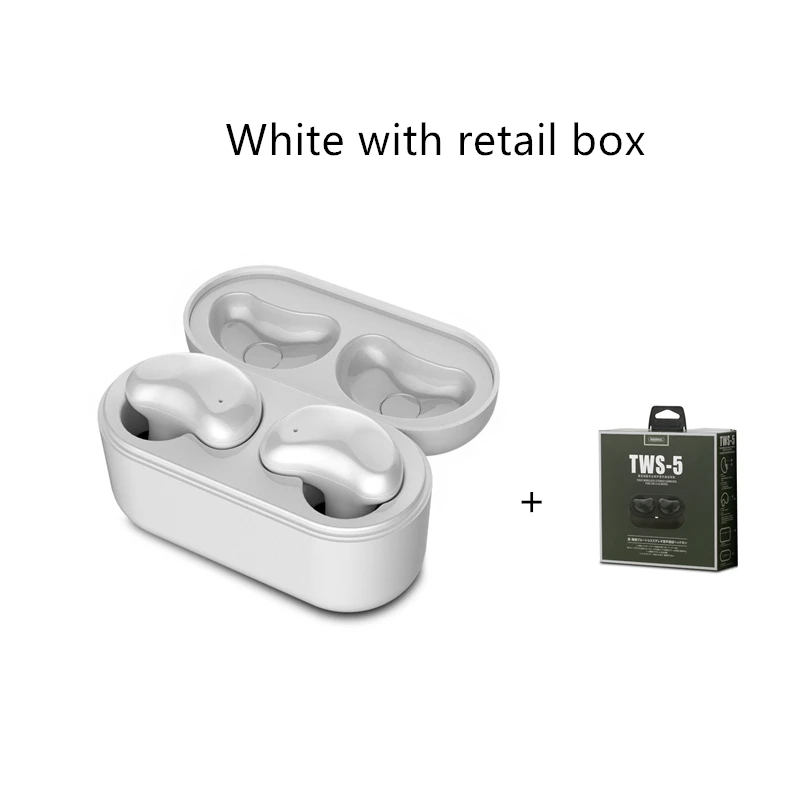 Наушники remax TWS-5 беспроводные Bluetooth наушники пара наушников с зарядным устройством гарнитуры Bluetooth 5,0 Smart Touch стерео - Цвет: 5