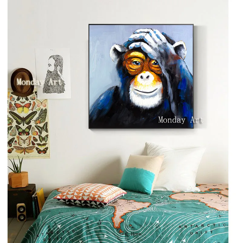 a Nordic Style Canvas Painting Orangutan Caesar Funny Oil Painting Posters And Prints HD Fashion Wall Art Pictures For Living Room