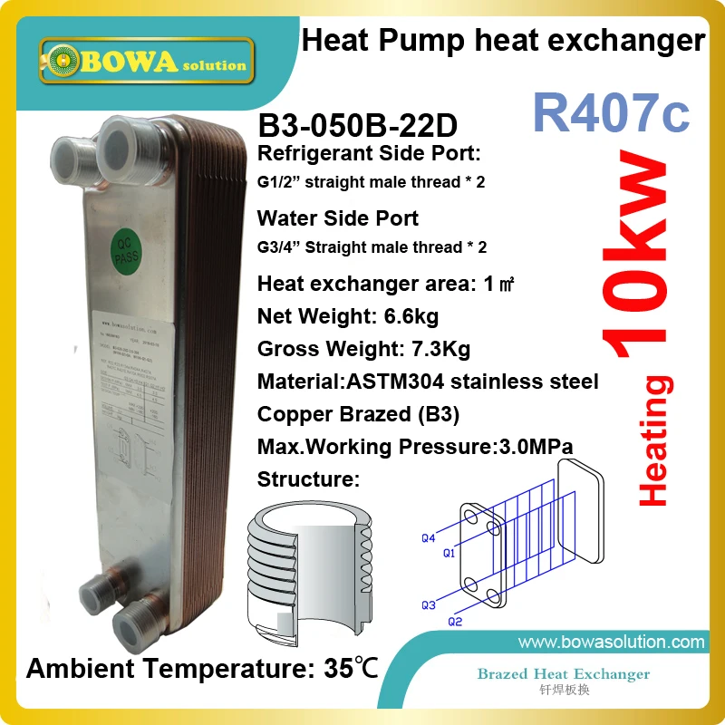 3HP condenser of domestic heat pump water heater (DHW) selects