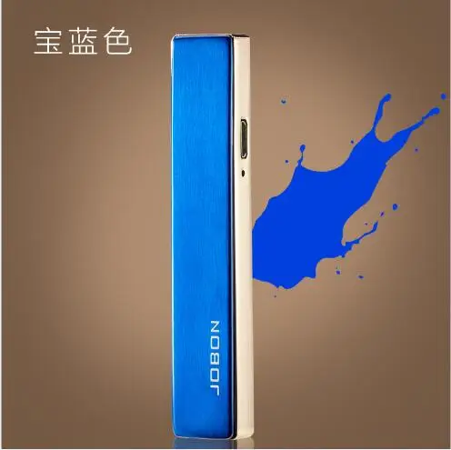 Jobon USB зарядка Зажигалка Ветрозащитная ультратонкая металлическая индивидуальная электронная сигарета Вольфрамовая зажигалка подарок для мужчин и женщин - Цвет: blue