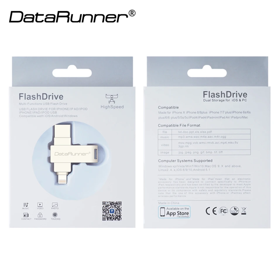 DataRunner OTG USB флеш-накопитель 128 ГБ USB флешка 3,0 флеш-накопитель 8 ГБ 16 ГБ 32 ГБ 64 ГБ флеш-накопитель USB 3,0 Флешка для iPhone/iPad/PC