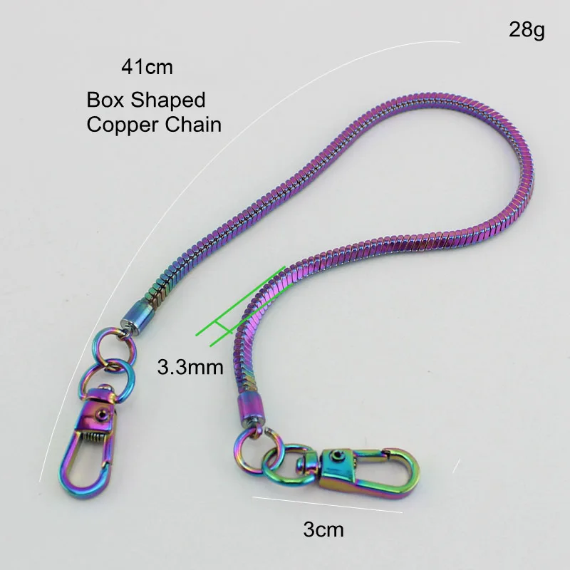 41 см 124 см 3,3 мм широкая коробка в форме 100% медная анодированная цепь цветов радуги для маленьких сумок вечерняя сумочка ручная ручка