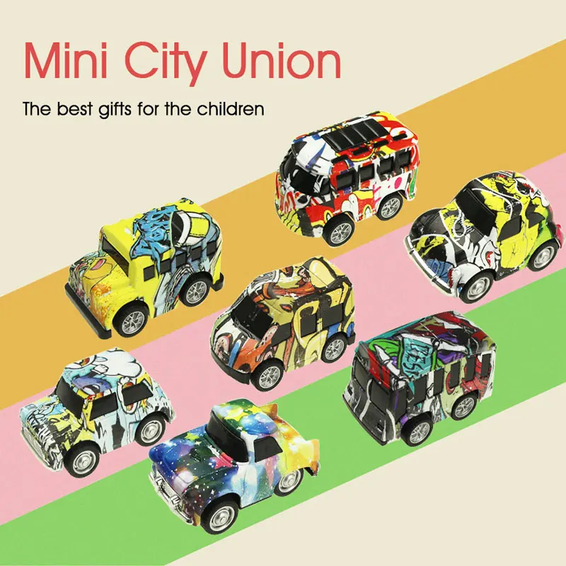 

8pcs/set Doodles Vintage Mini Diecast Car New arrival Pull Back Vehicles Model Toy Metal Educational Toys Alloy Car For Kid Gift