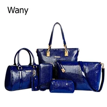 6 Teile/satz Frauen Tasche Krokoprägung Composite-taschen Stein Frauen Messenger Taschen Schulter Handtasche Geldbörse Pu-leder Handtaschen