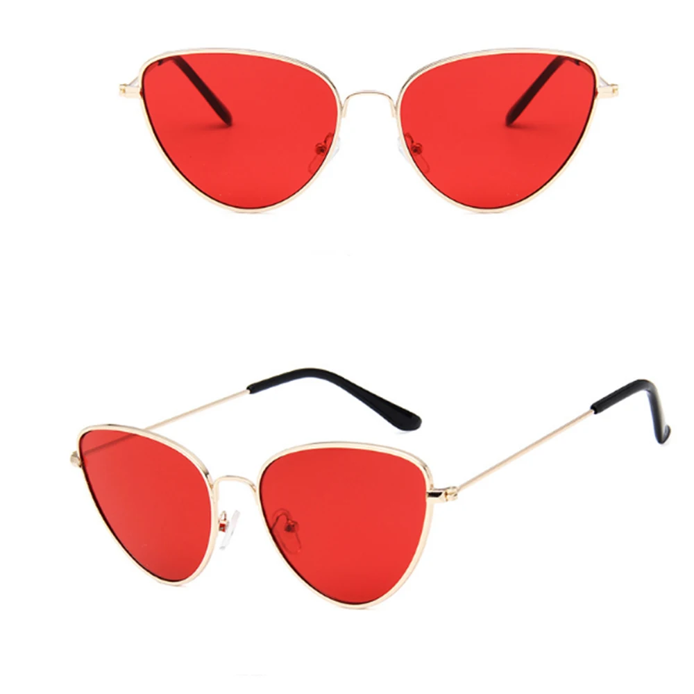 Горячая распродажа ретро кошачий глаз солнцезащитные очки женские Желтые красные линзы солнцезащитные очки модный светильник для женщин очки для вождения