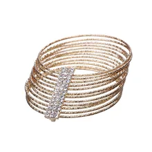 2016 New Fashion Gold MultiLayer Bracelets & Bangles For Women Shining Crystal Arm Jewelry Accessories