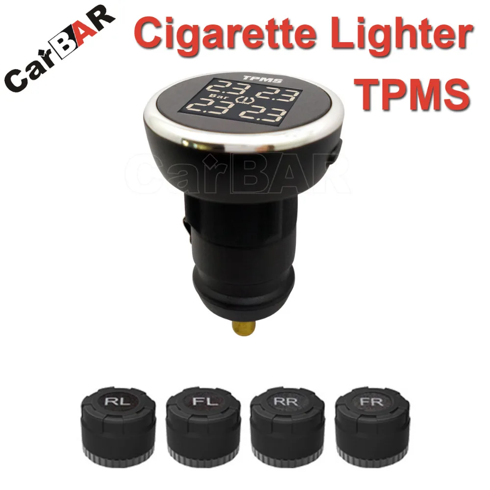 

Cigarette Lighter TPMS with External Sensor Support High Low Pressure Temperature Fast Leakage Alarm CARBAR