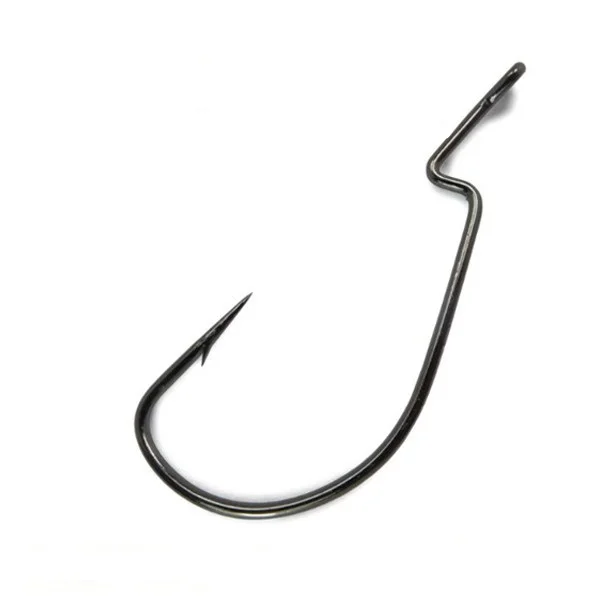 

100pcs 38105 Fishing Worm Hooks Black Barbed Offset Jig Worm Soft Baits High Carbon Steel Hook For Size 1/0 2/0 3/0 4/0 5/0