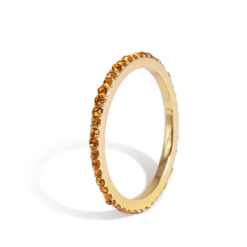 AOTEMAN красочные вечность Золотое кольцо 925 стерлингового серебра укладка радужные тесное кольцо Европейский нежный модные ювелирные изделия с фианитами
