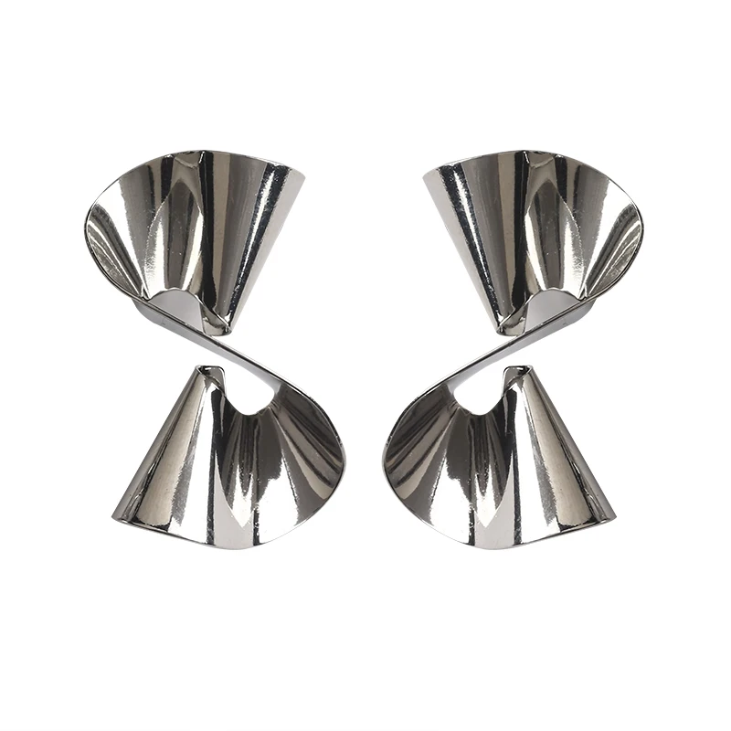 

fashion geomentric stud Earrings for women silver and white jewelry MINAR Simple and elegant Europe, America, and Korea trenhdy
