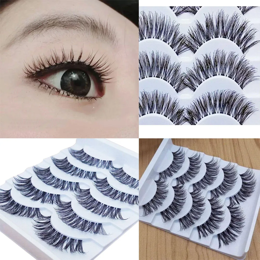 

New 5 Pairs False Eyelashes Makeup Handmade Natural Long False Eyelash Extension Exquisite Fake Eyelashes Beauty Drop Shipping