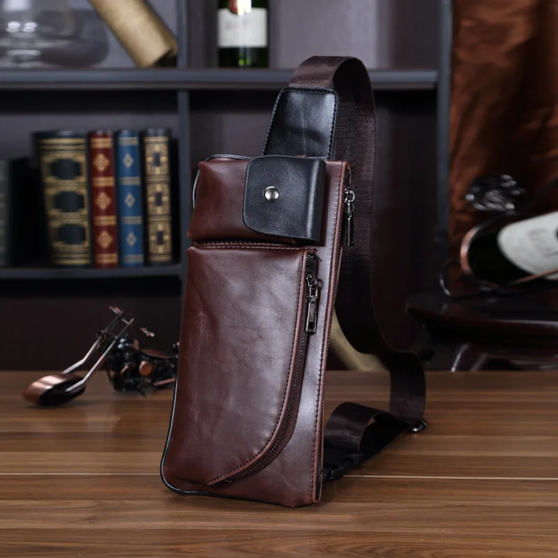 

Men's Waistband Breast Bag Retro Fashion Pu Cross-section Men's Bag
