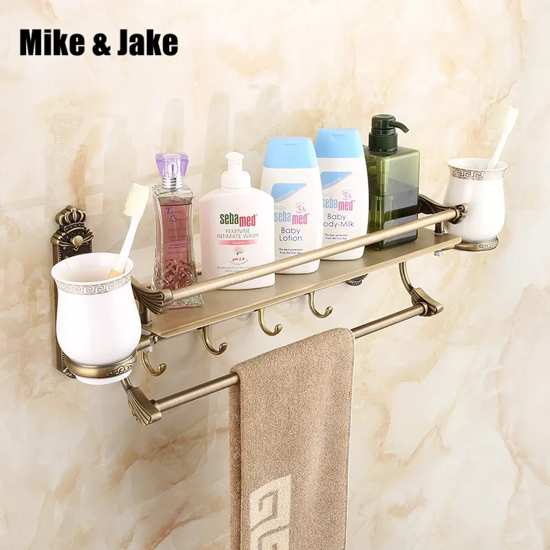 Bathroom antique shelf with brush cup and towel bar antique retro us