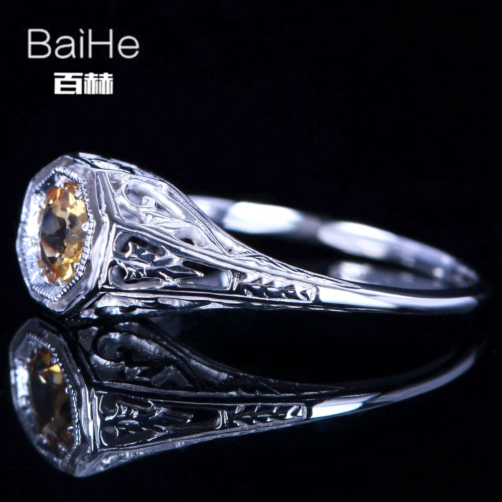 BAIHE Стерлинговое Серебро 925 пробы 0.92ct желтый безупречный круглый настоящий