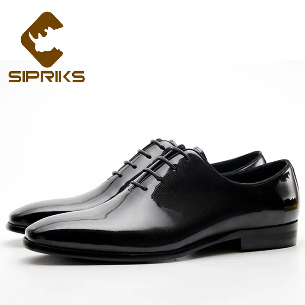 black patent leather tuxedo shoes