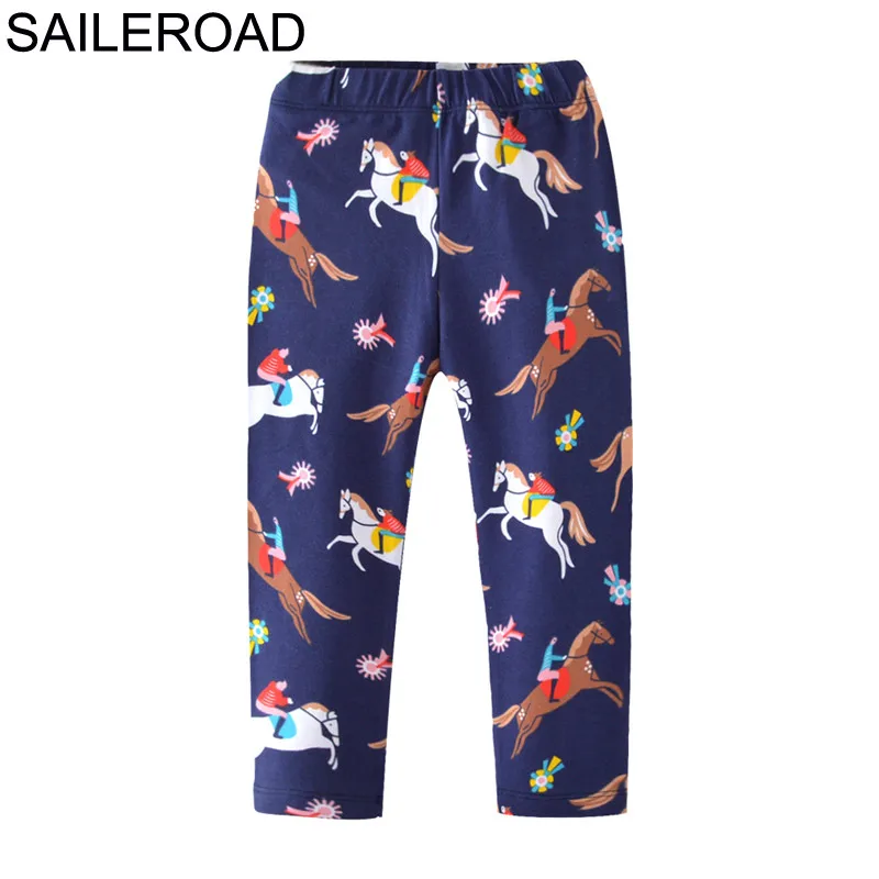 SAILEROAD/брюки с цветочным принтом для девочек; леггинсы для девочек; теплые брюки; узкие брюки для маленьких девочек; детская одежда; сезон осень - Цвет: 7333 same picture