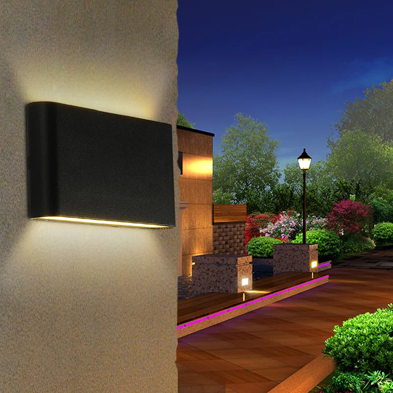 EHOME Outdoor indoor Wall light Waterproof 6W 12W AC85-265V COB Led Sconces Modern Home Lighting white black Decoration