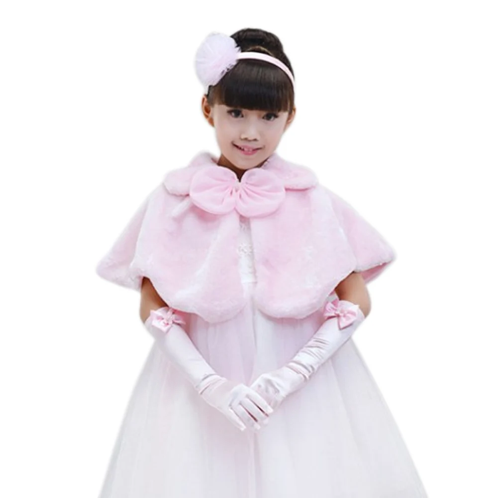 Болеро из искусственного меха с цветочным узором для девочек; Болеро подружки невесты на свадьбу; детская накидка; пальто; YH-17 - Цвет: pink S