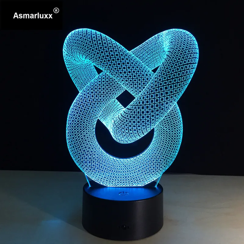 Acheter Abstrait cercle spirale Bulbing 3D lumière LED hologramme Illusions 7 couleurs changement décor lampe meilleur veilleuse cadeau pour la maison déco