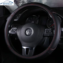 KKYSYELVA Steering-Wheel Black Car Sport Steering Wheel Cover Leather Steering Covers Universal 38CM wheel cover KKYSYELVA Steering-Wheel Black Car Sport Steering Wheel Cover Leather Steering Covers Universal 38CM wheel cover
