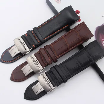 

High quality leather strap FOR T-CLASSIC COUTURIER T035 black brown black orange line 22MM 23MM 24MM elbow strap