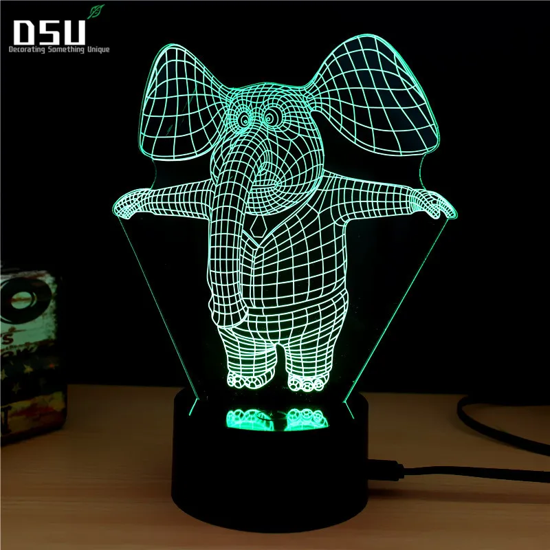 

1pcs Animal Elephant Novelty Light 3D Lamp RGB Touch Desk Table Light as Bedside Lamp Kids Sleeping Nightlight Atmosphere Lamp