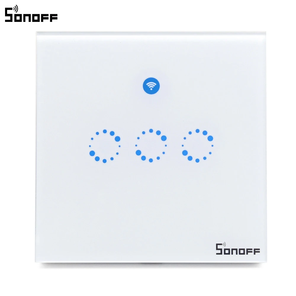 Sonoff T1 UK/EU WiFi RF/APP/Сенсорный настенный светильник, переключатель 1, 3 банды, 86 Тип, панель, умный сенсорный светильник, переключатель для умного дома - Комплект: T1 UK 3 gang