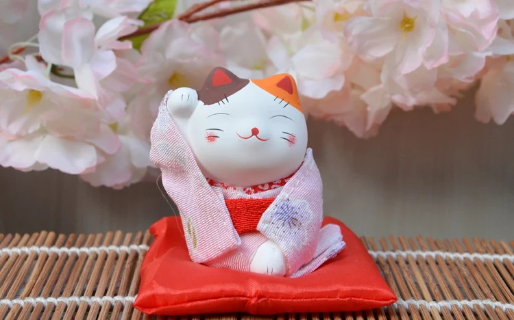 3 шт. фигурки счастливого кота японское кимоно Maneki Neko гипсовые украшения животные котенок миниатюры украшение дома бизнес подарок