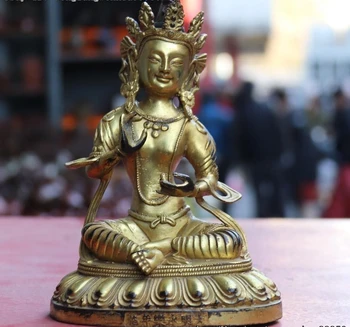 

Marked Purple Bronze Gilt Amitayus longevity God Kwan-Yin Goddess Buddha Statue