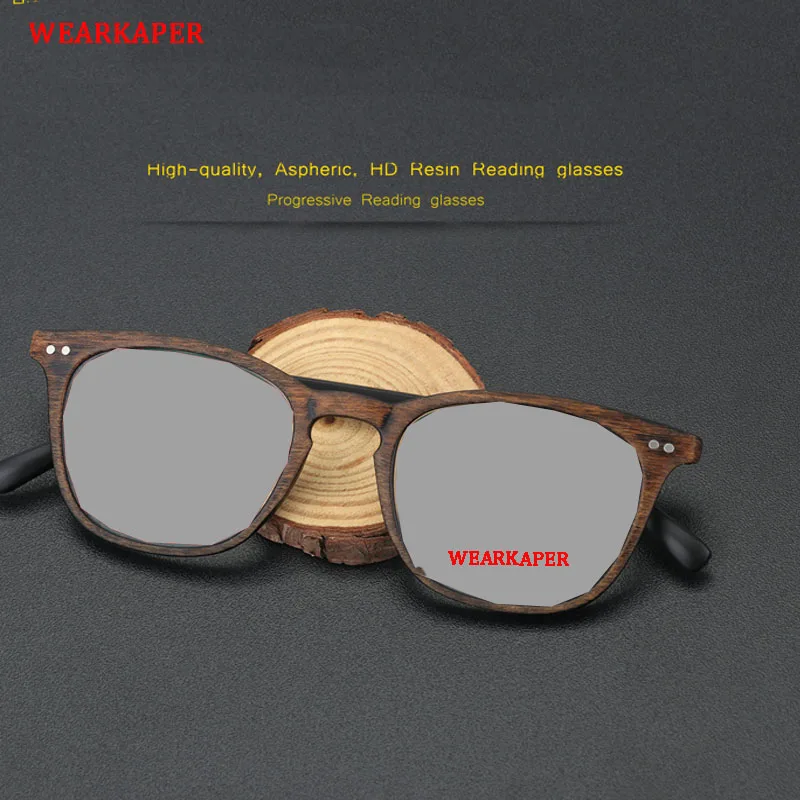 

WEARKAPER Wood Retro Sunglasses Transition Photochromic Reading Glasses Men women Hyperopia Presbyopia diopters Presbyopia Glass