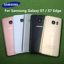 Original para SAMSUNG Galaxy S7 G930 SM-G930F S7 Edge G935 G935F cubierta trasera de la batería de cristal de la cubierta trasera de la carcasa de la puerta trasera cubierta de vidrio