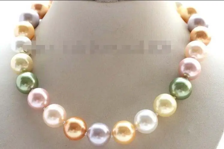 

FREE SHIPPING HOT sell new Style >>>>18" Natural 16mm Multicolor Round Shell Pearl Necklace #f2648