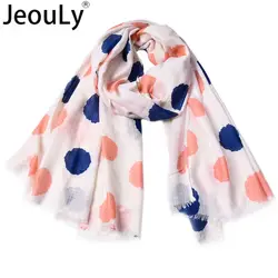 JeouLy шарфы женщин 2018 Новый стиль принт горошек шарф платки и палантины sjaal для женщина хиджаб моды синий Богемия шарфы розовый
