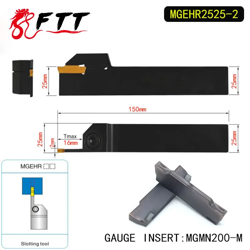 

MGEHR2525-2 Extermal Parting and Grooving Turning Tool Holder For MGMN200 Insert Right Hand Bars MGMN 200