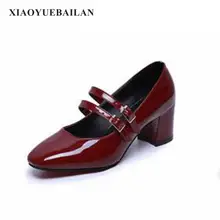 2017 Spring And Autumn Retro High-heeled Shoes Are Comfortable With Shallow Mouth Buckle Coarse shoes