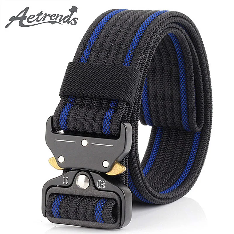 

[AETRENDS] Heavy Duty Hunting Accessories Tactical Belt Combat Adjustable Thicken Metal Buckle Nylon Waist Belt AD-0031