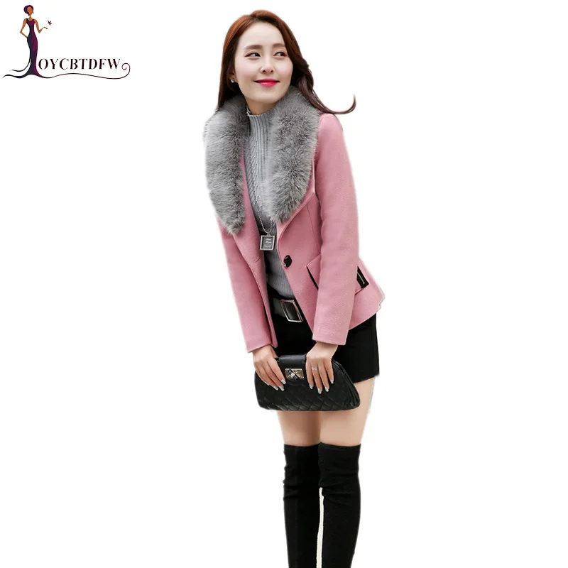 

Autumn Women Outerwear 2018 Fashion New Solid Color Short Section Simple Single Button Long Sleeves Women Woolen Coat Ll259